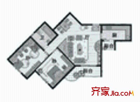 豫景公寓户型图户型图 2室1厅1卫1厨