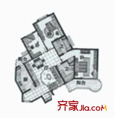 豫景公寓户型图户型图 3室1厅1卫1厨
