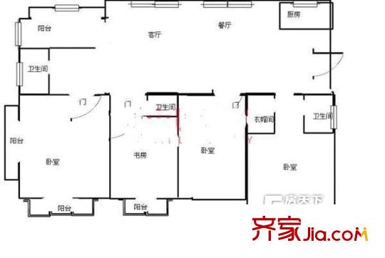嘉登公寓户型图户型图 4室1厅1卫1厨
