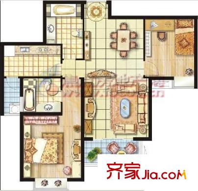 嘉登公寓户型图户型图 2室2厅1卫1厨