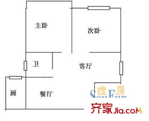 上海 海宏大廈2室 戶型圖