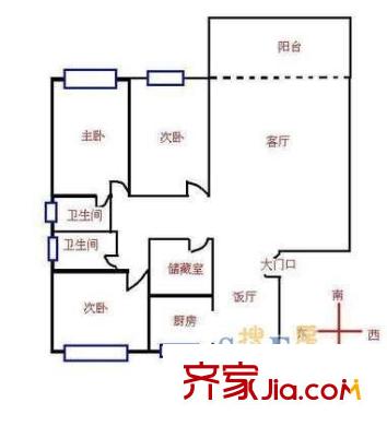 强生花苑 3室 户型图