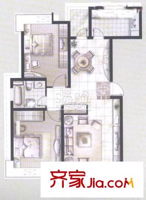 金色航城富鑫苑 2室 戶型圖