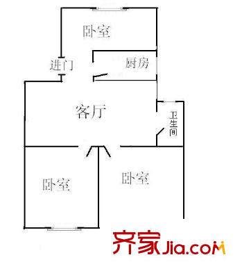 楊家鎮(zhèn)小區(qū) 2室 戶型圖