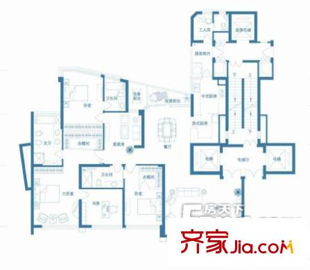 春江花悅園戶型圖房型圖 4室2廳3衛(wèi)1廚