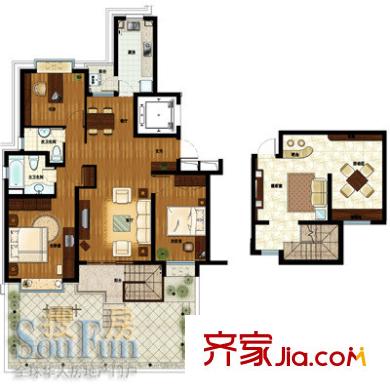 春江花悅園戶型圖S2-B 3室2廳2衛(wèi)1廚