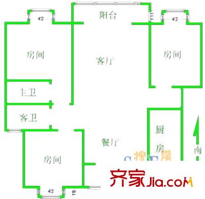 上海 錦麗新苑3室 戶型圖