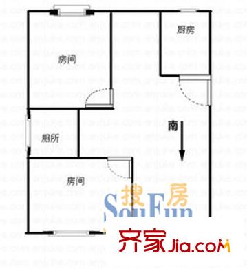 沧源小区户型图211 户型图 2室1厅1卫1厨
