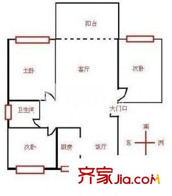 海高二村戶型圖戶型圖 3室2廳1衛(wèi)1廚
