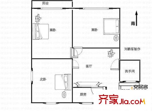 東園一村 3室 戶型圖