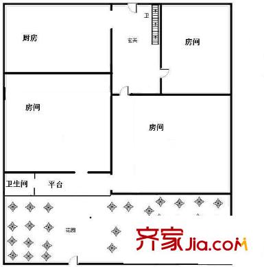 愚园路新里户型图户型图 3室1厅1卫1厨