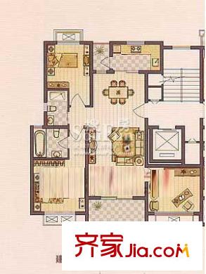 保利金爵公寓戶型圖K型戶型圖 3室2廳2衛(wèi)1廚