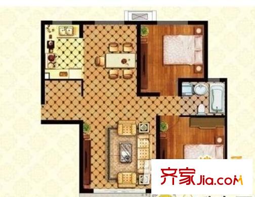 金沁苑戶型圖戶型圖 2室1廳1衛(wèi)1廚