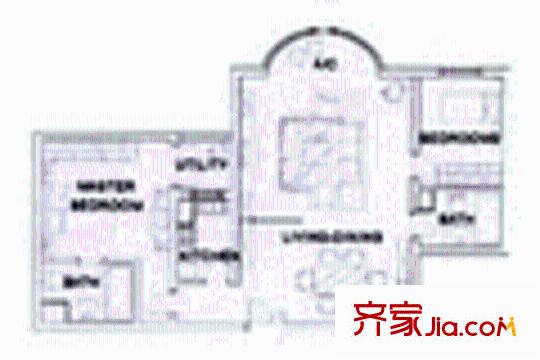 爵士大廈戶型圖2室2廳1衛(wèi)1廚