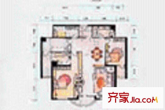 爵士大廈戶型圖2室2廳2衛(wèi)1廚
