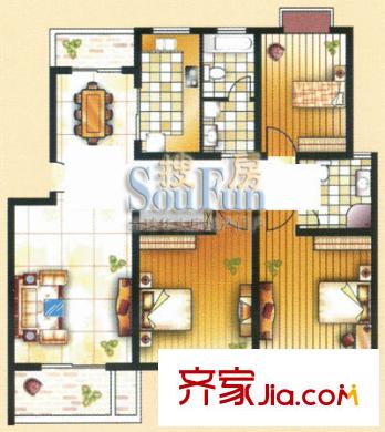 大富苑戶型圖C2戶型 3室2廳2衛(wèi)1廚