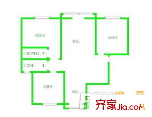 永旭家苑戶型圖戶型圖 3室1廳1衛(wèi)1廚