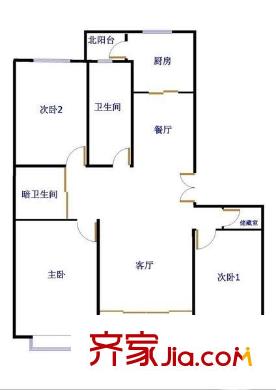 雪城公寓 3室 户型图