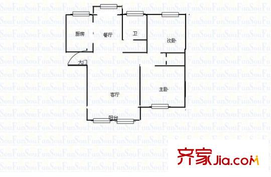 大灣名苑戶型圖戶型圖 2室2廳1衛(wèi)1廚
