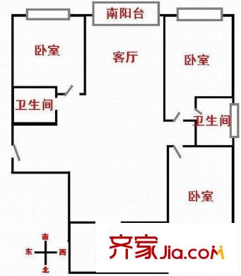 西南名苑 3室 户型图