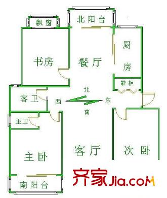 華城秀庭戶型圖戶型圖 3室2廳2衛(wèi)1廚