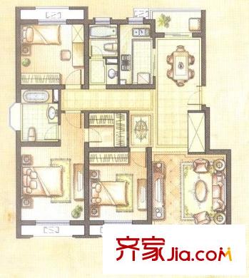 丽都城 4室 户型图