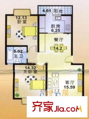 同方錦城二期 2室 戶型圖