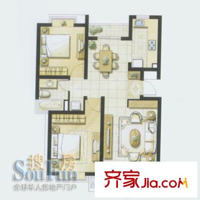 金丰蓝庭户型图F户型 2室2厅2卫1厨