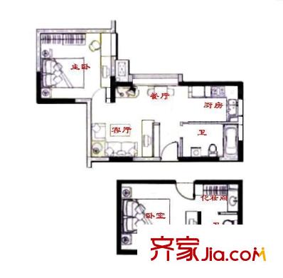 中遠(yuǎn)行家戶型圖戶型圖 2室2廳2衛(wèi)1廚