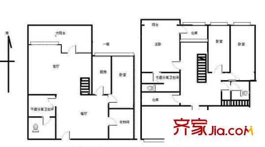 帆升公寓户型图户型图 4室3厅3卫1厨
