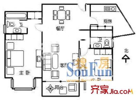 美晶佳園2室2廳1廚2衛(wèi)