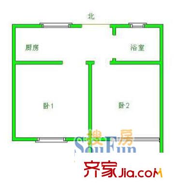 上海 雙峰小區(qū) 2室 戶型圖