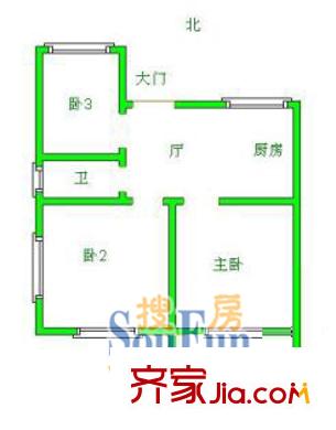 上海 雙峰小區(qū) 3室 戶型圖