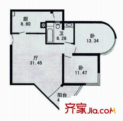 梓樹園戶型圖戶型圖 2室2廳1衛(wèi)1廚