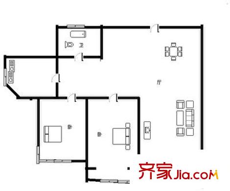 梓樹園戶型圖戶型圖 2室2廳1衛(wèi)1廚