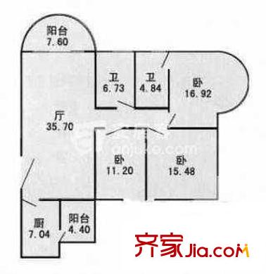 梓樹園戶型圖戶型圖 3室2廳2衛(wèi)1廚