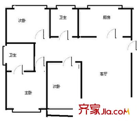 梓樹園戶型圖戶型圖 3室2廳2衛(wèi)1廚