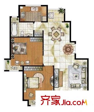 大華錦繡華城第11街區(qū) 2室 戶型圖