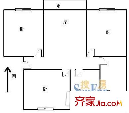 龍溝新苑戶型圖戶型圖 3室1廳1衛(wèi)1廚