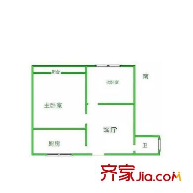 濰坊五村 2室 戶型圖