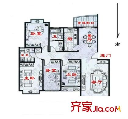 濱江茗園 4室 戶型圖