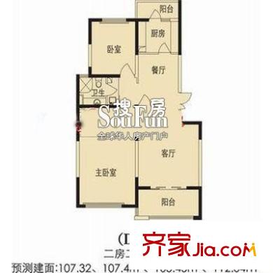 濱江茗園 1室 戶型圖