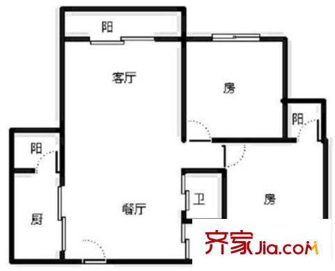 春光家园户型图户型图 2室1厅1卫1厨