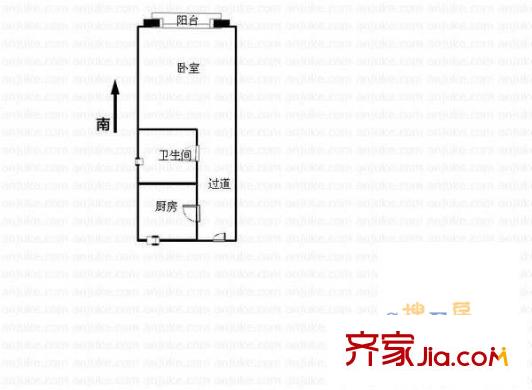 凉城三村户型图户型图 1室1厅1卫1厨