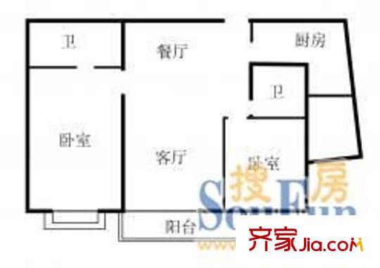 虹桥中洋公寓 2室 户型图
