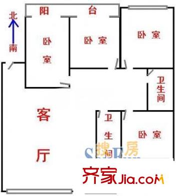 大上海国际花园侨亨园户型图上海 大上海国际花园乔亨园 户型图 4室1厅2卫1厨