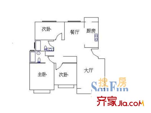 浦發(fā)綠城1960弄小區(qū)戶型圖上海 浦發(fā)綠城1960弄 戶型圖 3室2廳2衛(wèi)1廚