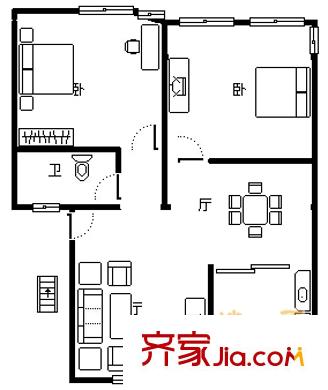 建中路126弄小區(qū)戶型圖22海 建中路126弄 戶型圖 2室2廳1衛(wèi)1廚