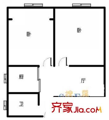 濰坊六村 2室 戶型圖