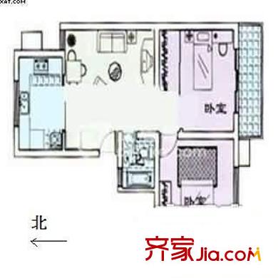 金順佳苑戶型圖戶型圖 2室1廳1衛(wèi)1廚